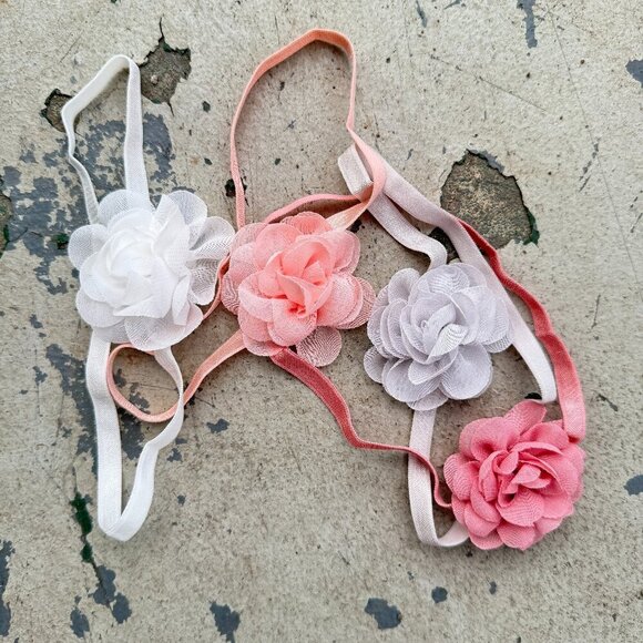 Pink Assortment of Baby Chiffon Flower Headbands - Picture 3 of 4